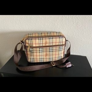 Burberry Haymarket Coated Canvas Messenger Bag